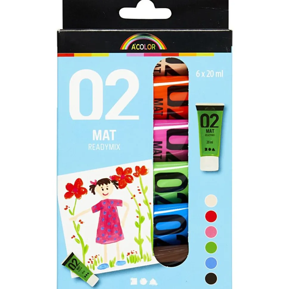 Akrylmaling Mat 20 Ml. - Kulort, 6 Stk