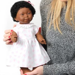 Dukke M. Downs Syndrom - Pige, Sort Har, 40 Cm