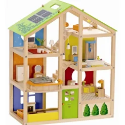 Dukkehus - Inkl. Mobelsaet Til 4 Vaerelser
