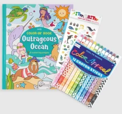 Gavepakke M. Malebog, Farvekridt + Klistermaerker