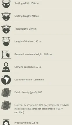 Haengekojestol Kingsize Outdoor - Sea Salt