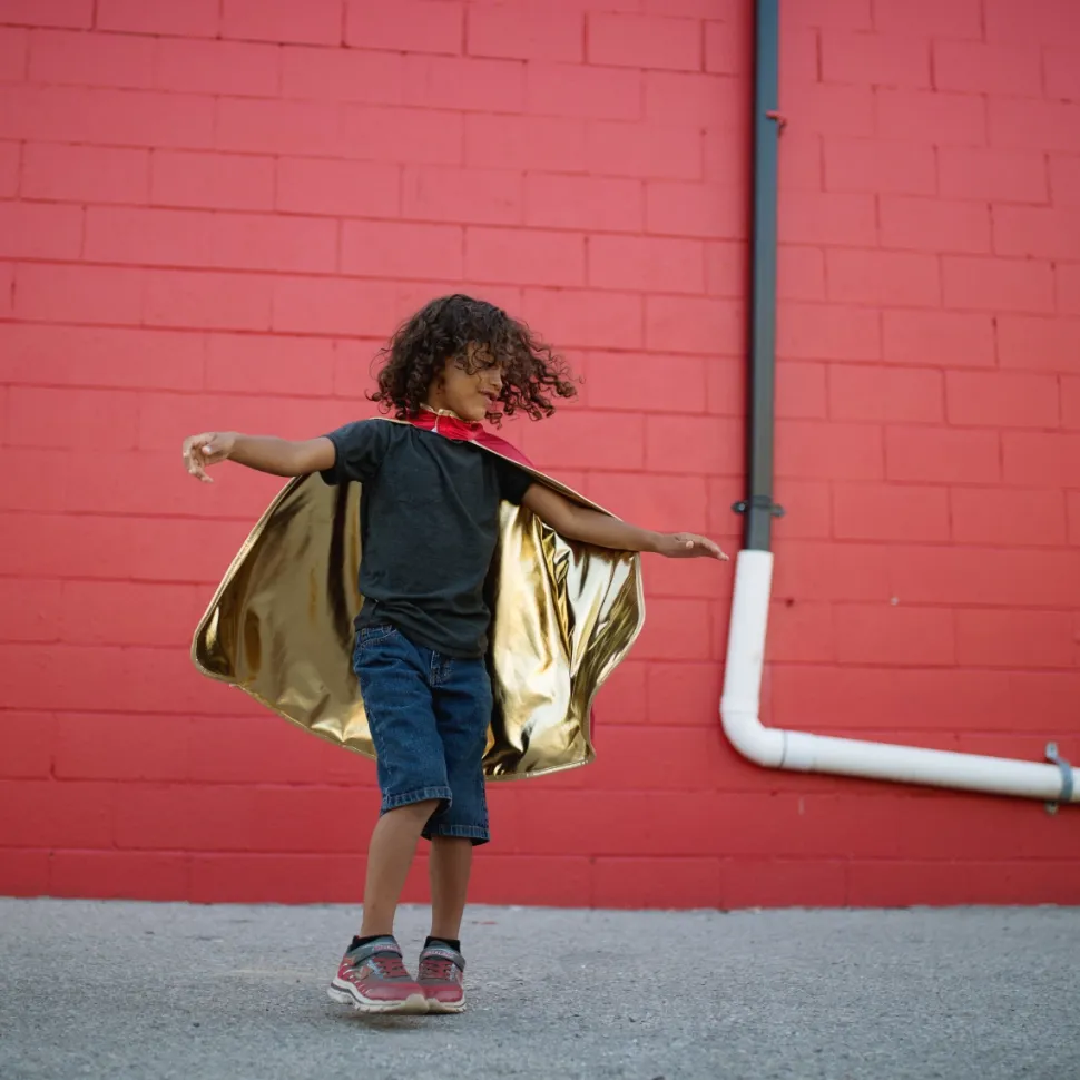 2-I-1 Kappe - Guld/Rod, Str. 5-6 Ar