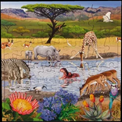 Interaktivt Puslespil M. 81 Brikker - Savanne