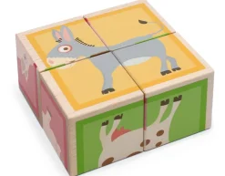 Klodspuslespil I Trae, 4 Klodser - Bondegardsdyr
