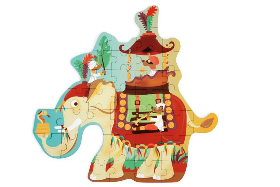 Silhuetpuslespil M. 37 Brikker - Elefant