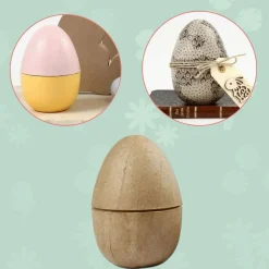 To-Delt Aeg I Papmache - H: 12 Cm, 1 Stk