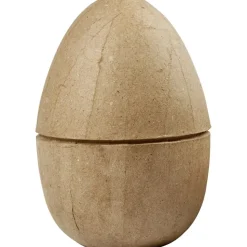 To-Delt Aeg I Papmache - H: 12 Cm, 1 Stk