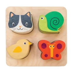 Traepuslespil M. 4 Brikker - Dyrevenner