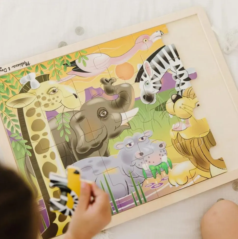 Traepuslespil M. 24 Brikker - Afrikas Dyr