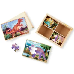 Traepuslespil M. 4 X 12 Brikker - Dinosaurer