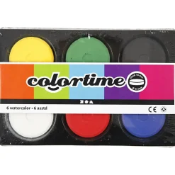 Vandfarver O5,7 Cm - Basisfarver, 6 Stk